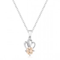 7mm Champagne Cubic Zirconia Pendant Delicate Necklace